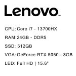 Lenovo LOQ 15IRX10-i7 13700HX-24GB DDR5 4800MHz-512GB SSD-RTX5050 8GB-FHD 144Hz-W 15.6 inch Laptop