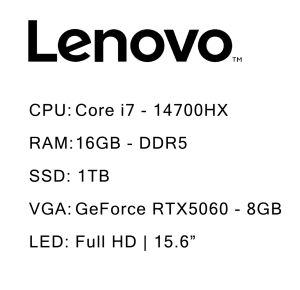 لپ تاپ لنوو Lenovo LOQ 15IRX10 I7 (14700HX) 16G 1TRA SSD RTX 5060 8G _ 159194